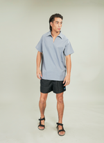 Load image into Gallery viewer, Gray V-Neck Linen Polo

